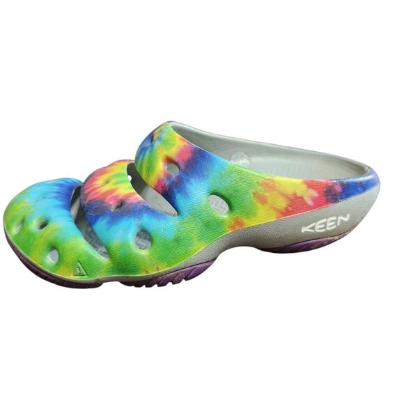 KEEN Yogui Rainbow Mens Size 10 Tie Dye Multicolor Clog Shoes Slide 1024635 - Picture 1 of 10